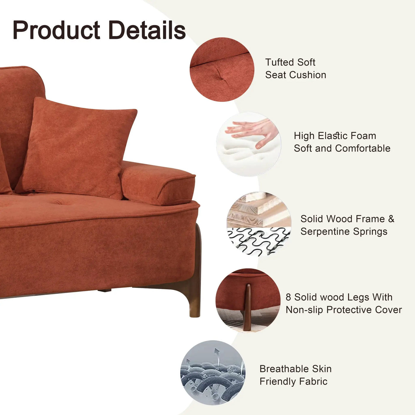 Comfortable Deep Seated Sofa With Pillows by Unique Piece Furniture