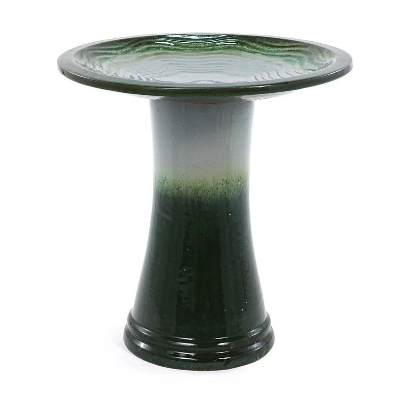 17" Ceramic Bird Bath for Outside, Elegant Tall Outdoor Bird Bath by HouseOfZazla