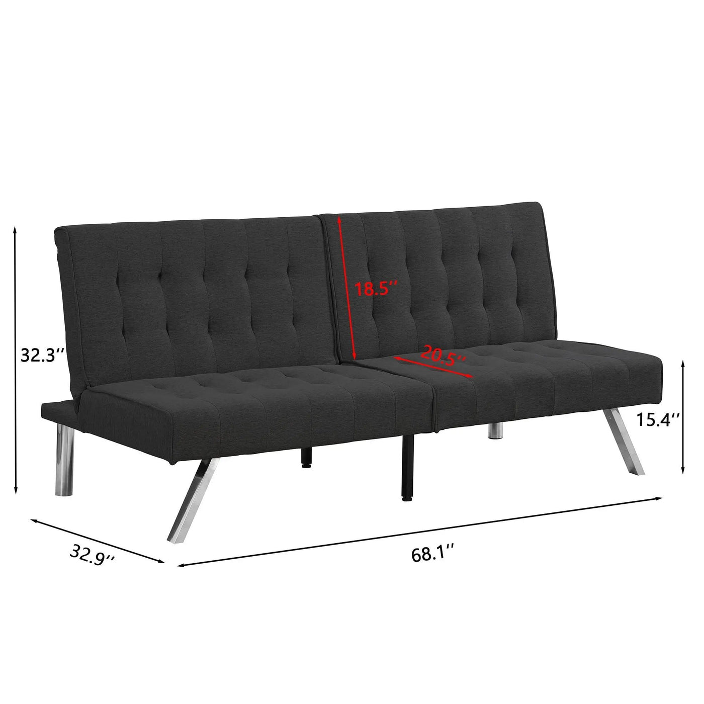 Modern Sofa Bed With Wood Frame And Stainless Legs by Unique Piece Furniture