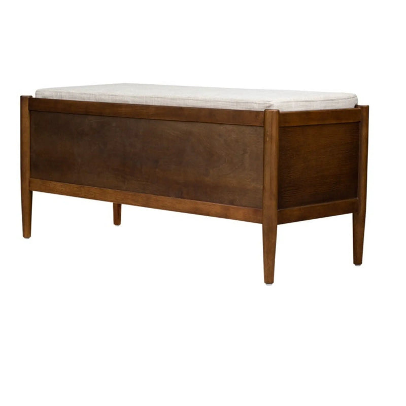 Accent Bench With Storage, Upholstered Cushion - Walnut Brown by Unique Piece Furniture
