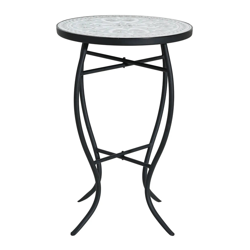 Outdoor Round Side Table With Mosaic Style Top And Curved Iron Legs by HouseOfZazla