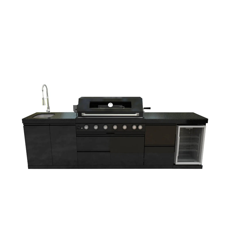 115" 6-Burner 85,000 Black Outdoor Kitchen Island Grill Rotisserie kit by Chery Industrial