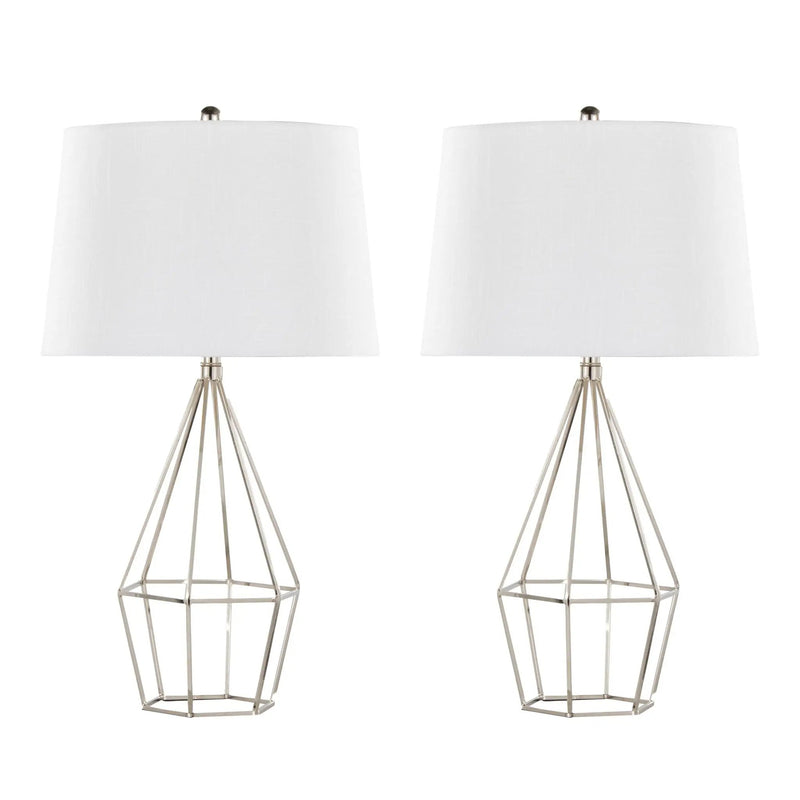 Diana - Contemporary Table Lamp (Set of 2) - Polished Nickel / Black Satin by HouseOfZazla