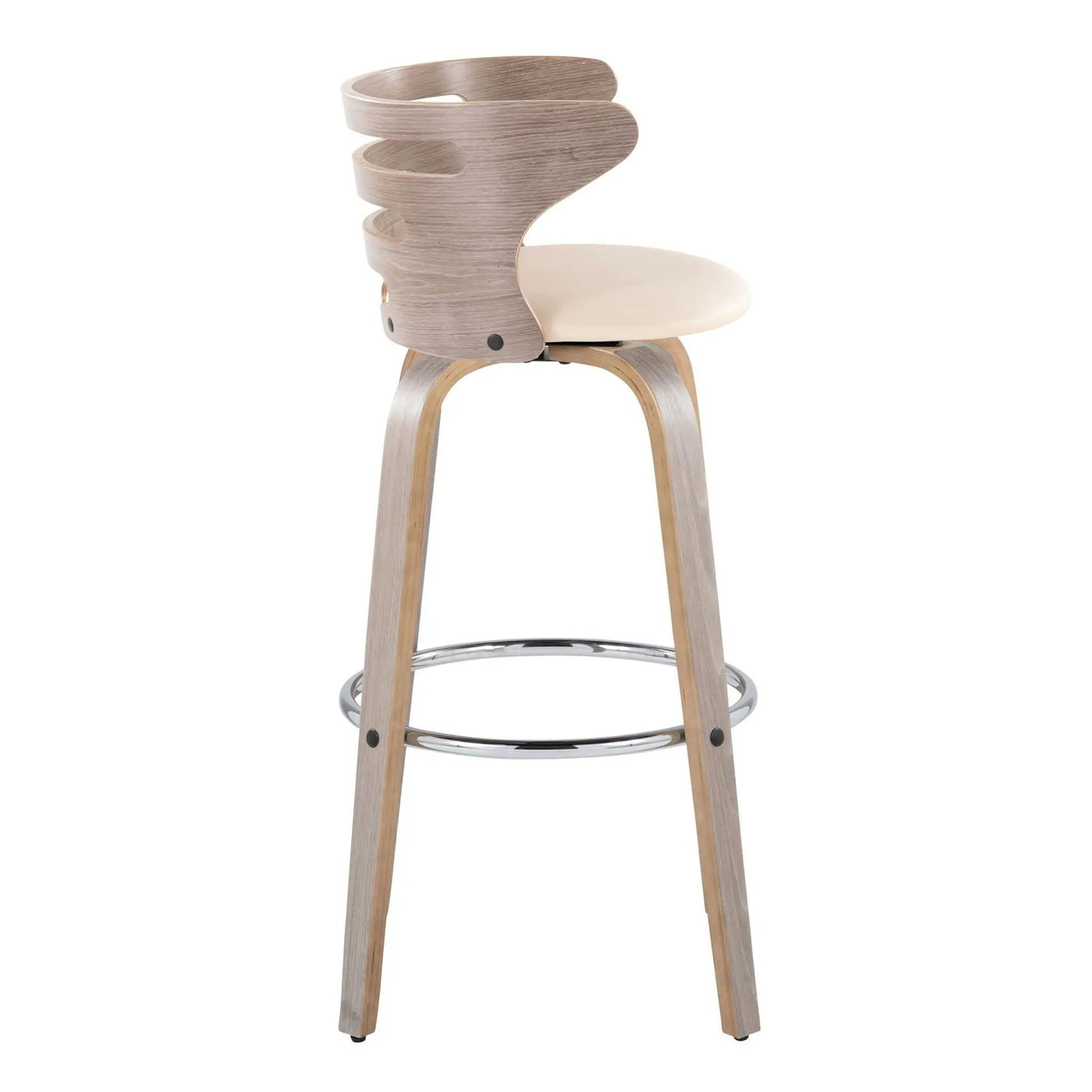 Cosini - Mid Century Modern Fixed Height, Barstool With Swivel With Round Footrest (Set of 2) by HouseOfZazla