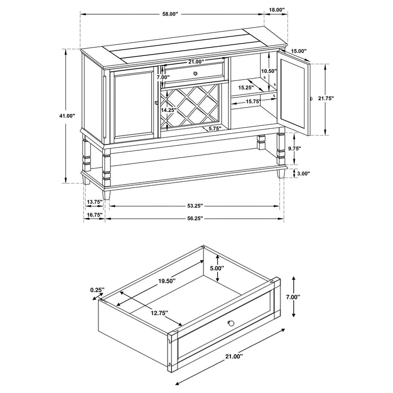 Declan - Traditional Server With Drawer And Wine Rack - Rustic by HouseOfZazla