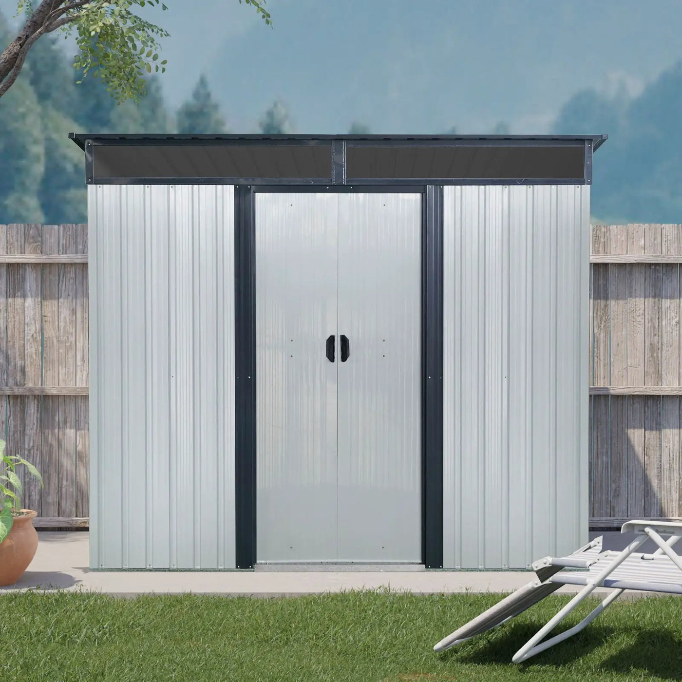 Outdoor Metal Storage Shed And Transparent Plate For Garden, Lawn by HouseOfZazla