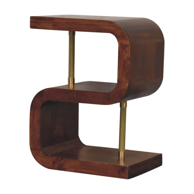 S Curve Brass Bedside Table - Dark Brown by HouseOfZazla