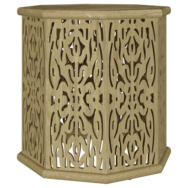 Torres Octagonal Solid Mango Wood Side Table Natural Brown