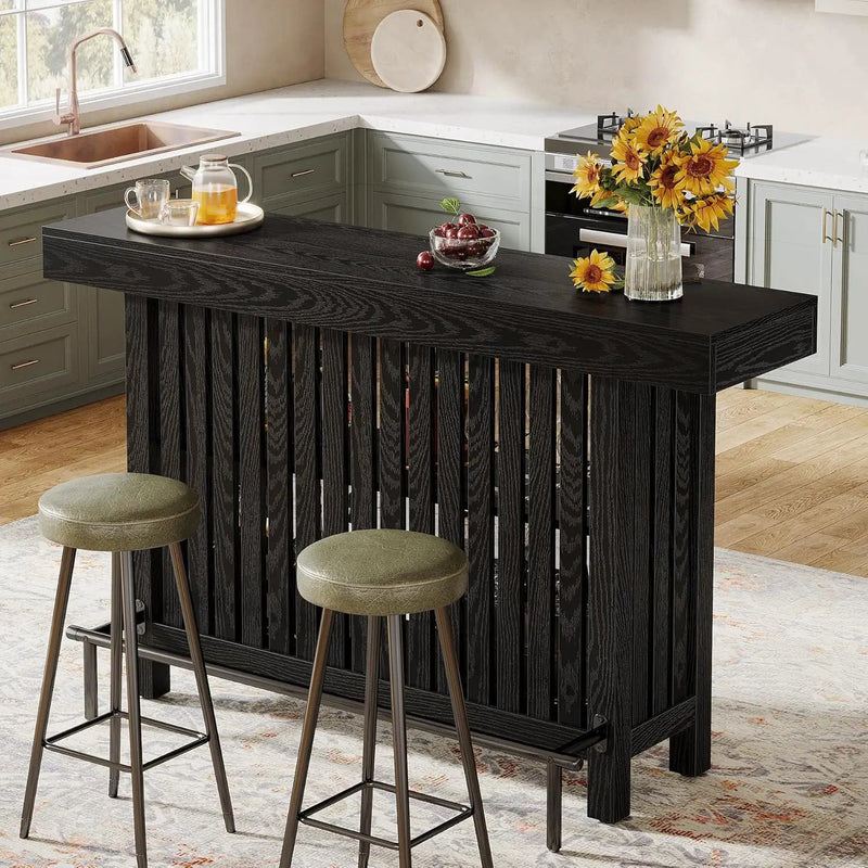 2 Tier Mini Bar Table For Kitchen - Black by HouseOfZazla