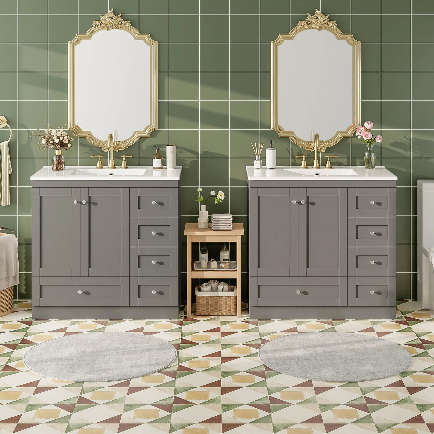Shaker Free Standing Bathroom Vanity Cabinet & Sink, Soft Close Drawers, Soft Close Doors by Unique Piece Furniture