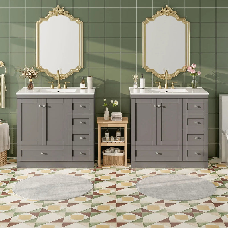 Shaker Free Standing Bathroom Vanity Cabinet & Sink, Soft Close Drawers, Soft Close Doors by Unique Piece Furniture