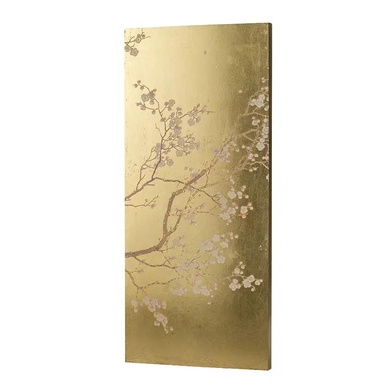 Cherry Blossom Wall Art Panels, Wall Decor For Living Room Dining Room Office Bedroom (Set of 2) - Gold by HouseOfZazla