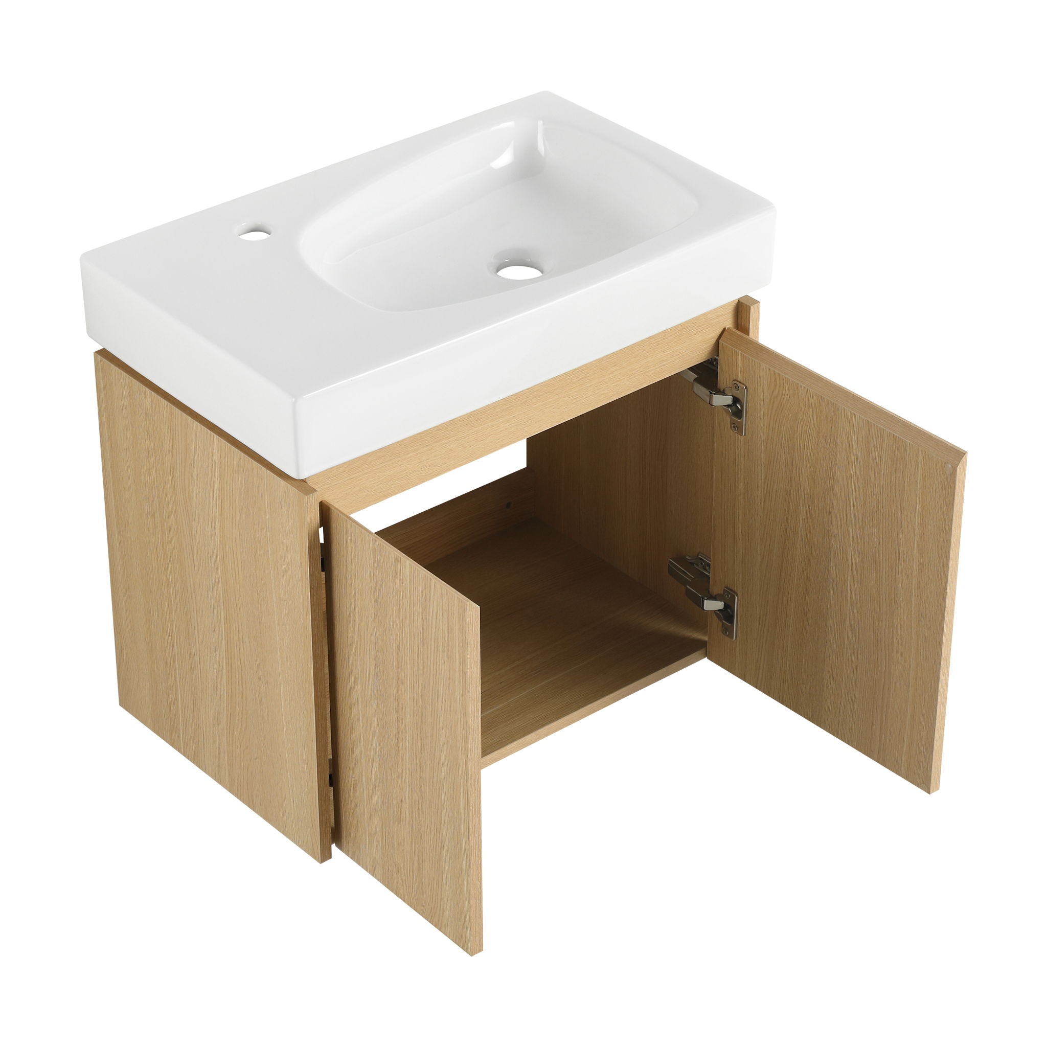 Modern Bathroom Vanity With Ceramic Basin, Wall Mounted Floating Sink Combo, Storage Cabinet by HouseOfZazla