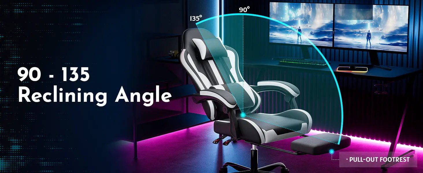 Ergonomic Gaming Chair with Footrest and Lumbar Support by HouseOfZazla