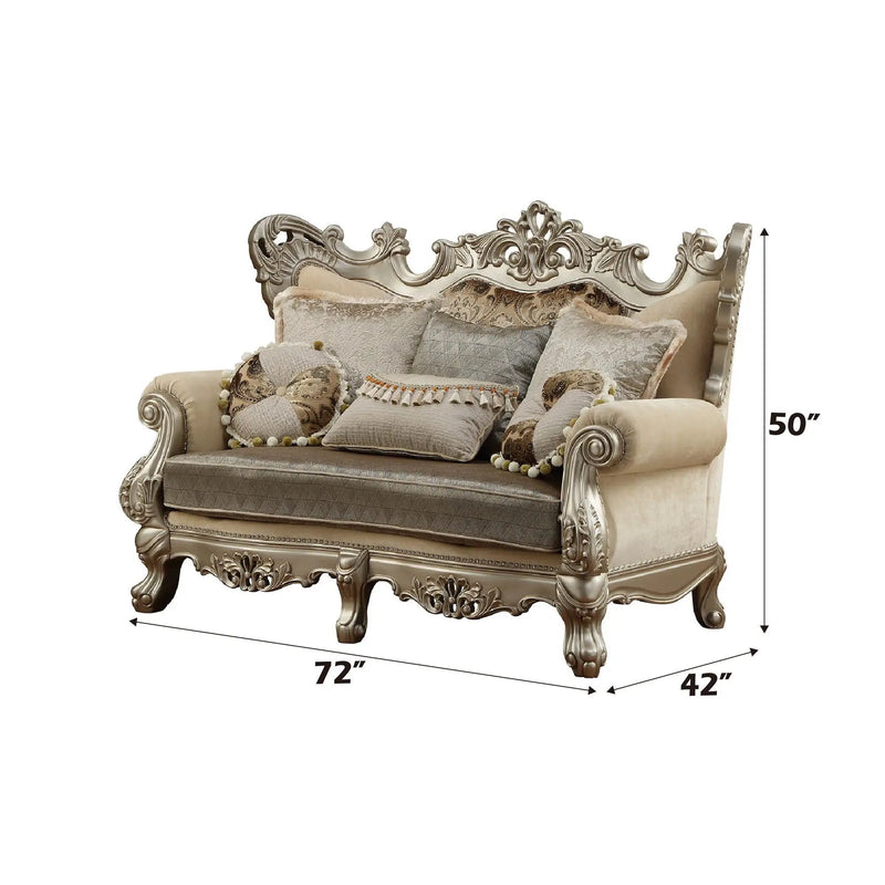 Ranita - Loveseat With 6 Pillows - Fabric & Champagne by Unique Piece Furniture
