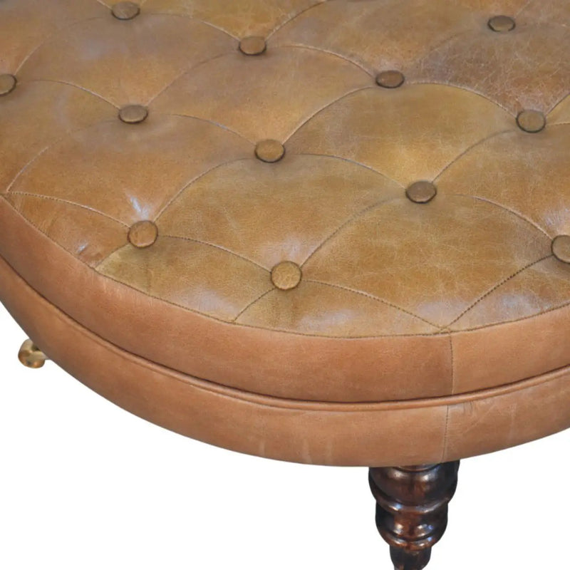 Buffalo - Round Ottoman With Castor Legs - Brown by Unique Piece Furniture