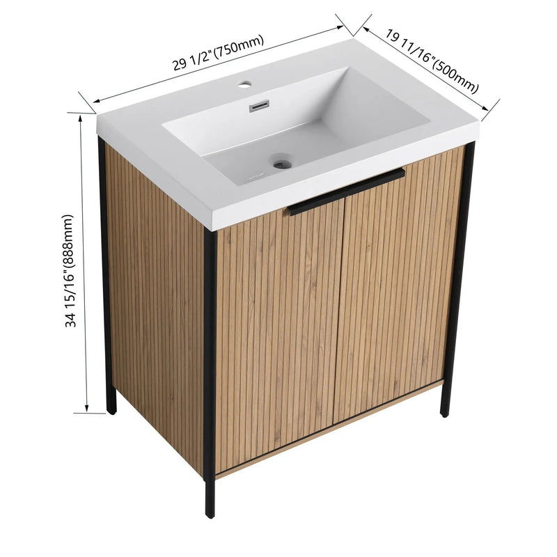 Modern Freestanding Bathroom Vanity With Resin Sink & Soft Close Cabinet Doors by Unique Piece Furniture