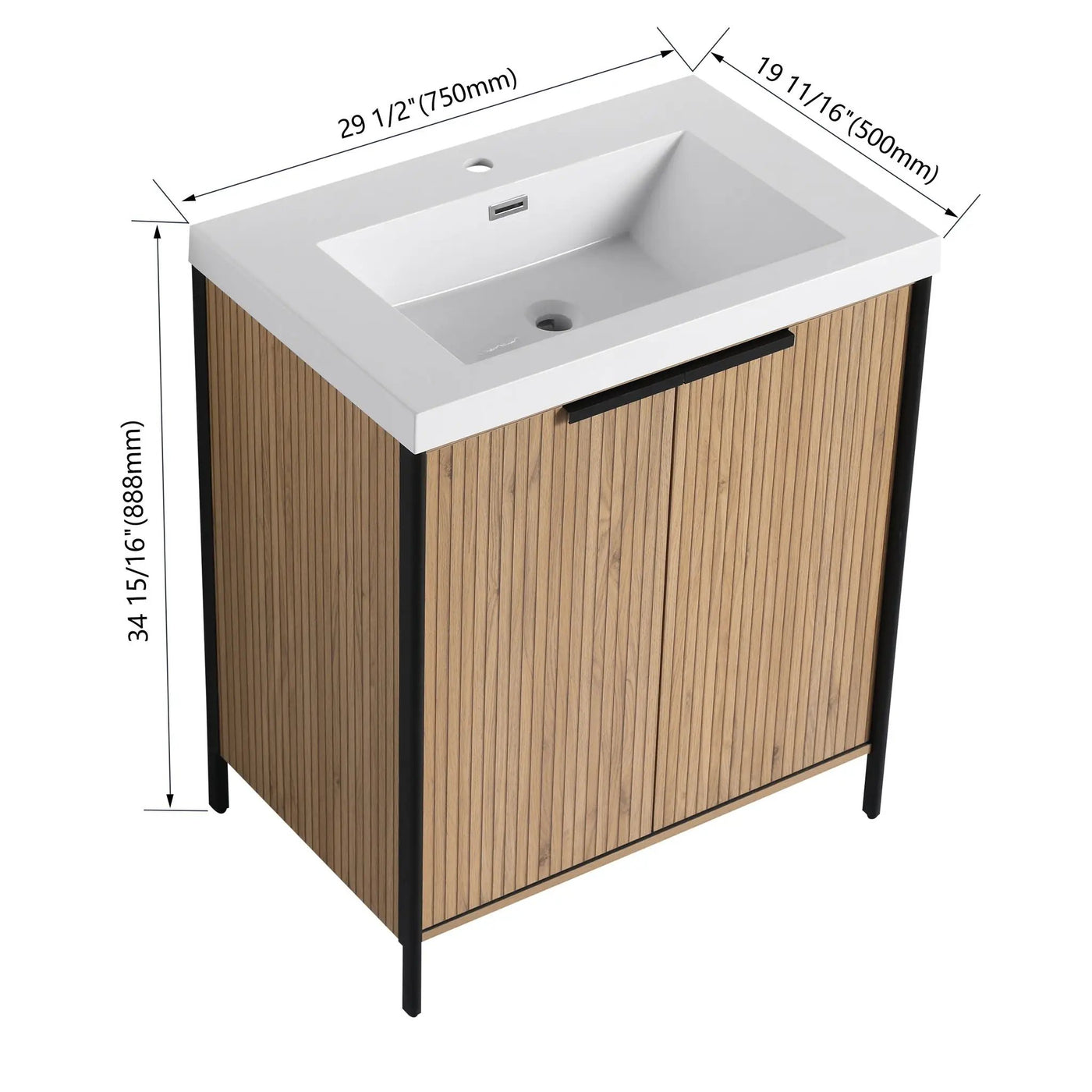 Modern Freestanding Bathroom Vanity With Resin Sink & Soft Close Cabinet Doors by Unique Piece Furniture