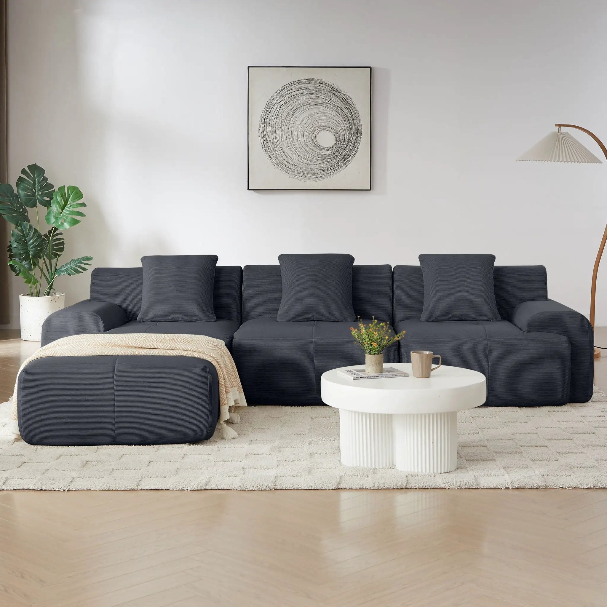 L Shaped Modular Sectional Sofa And Movable Ottoman by Unique Piece Furniture