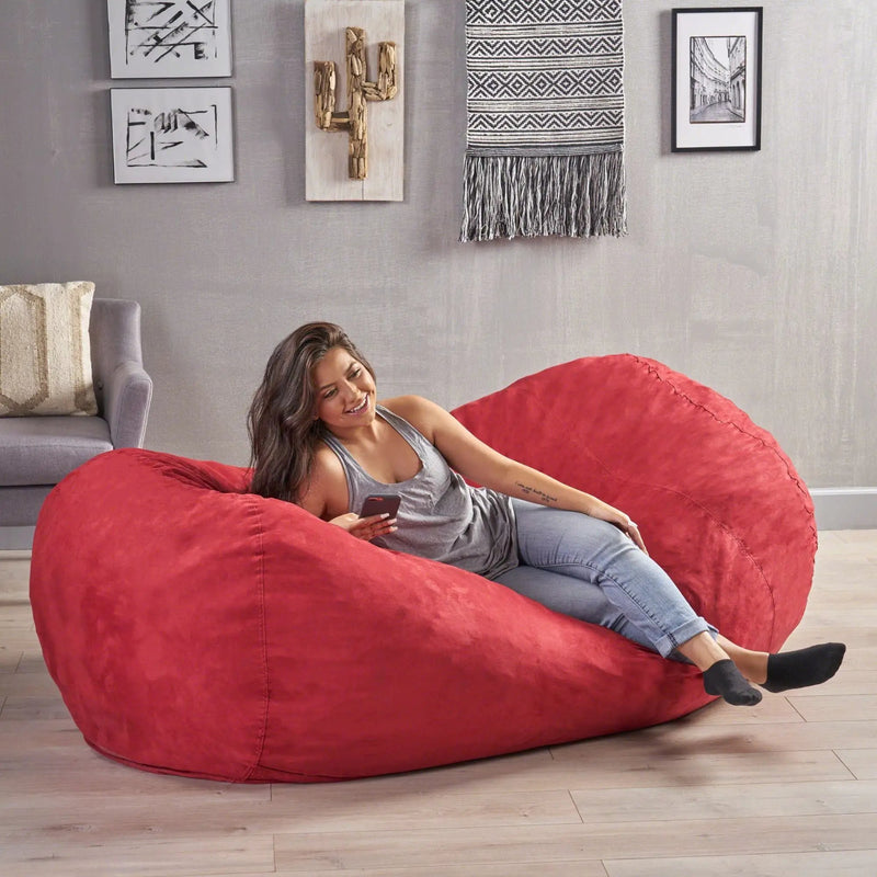 Jasper - Traditional Cylindrical Suede Bean Bag by Unique Piece Furniture