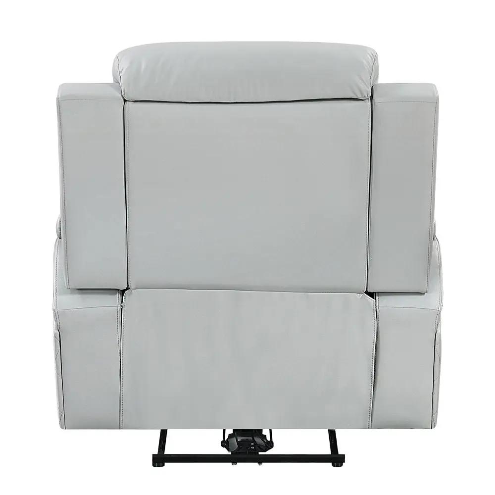 Elonzo - Power Motion Recliner With LED, Power Headrest & Speaker - Light Gray by Unique Piece Furniture