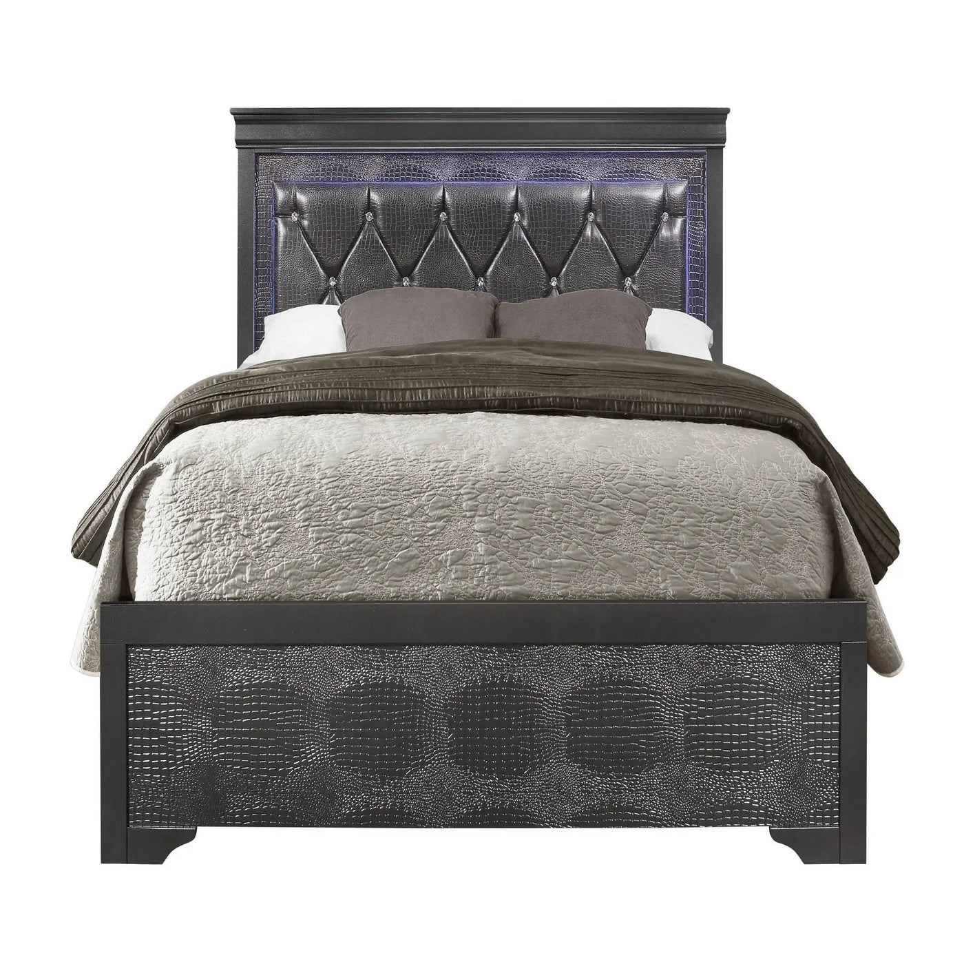 Shaker - Bed With LED Lighting And Crystal Inspired Tufted Headboard by Unique Piece Furniture