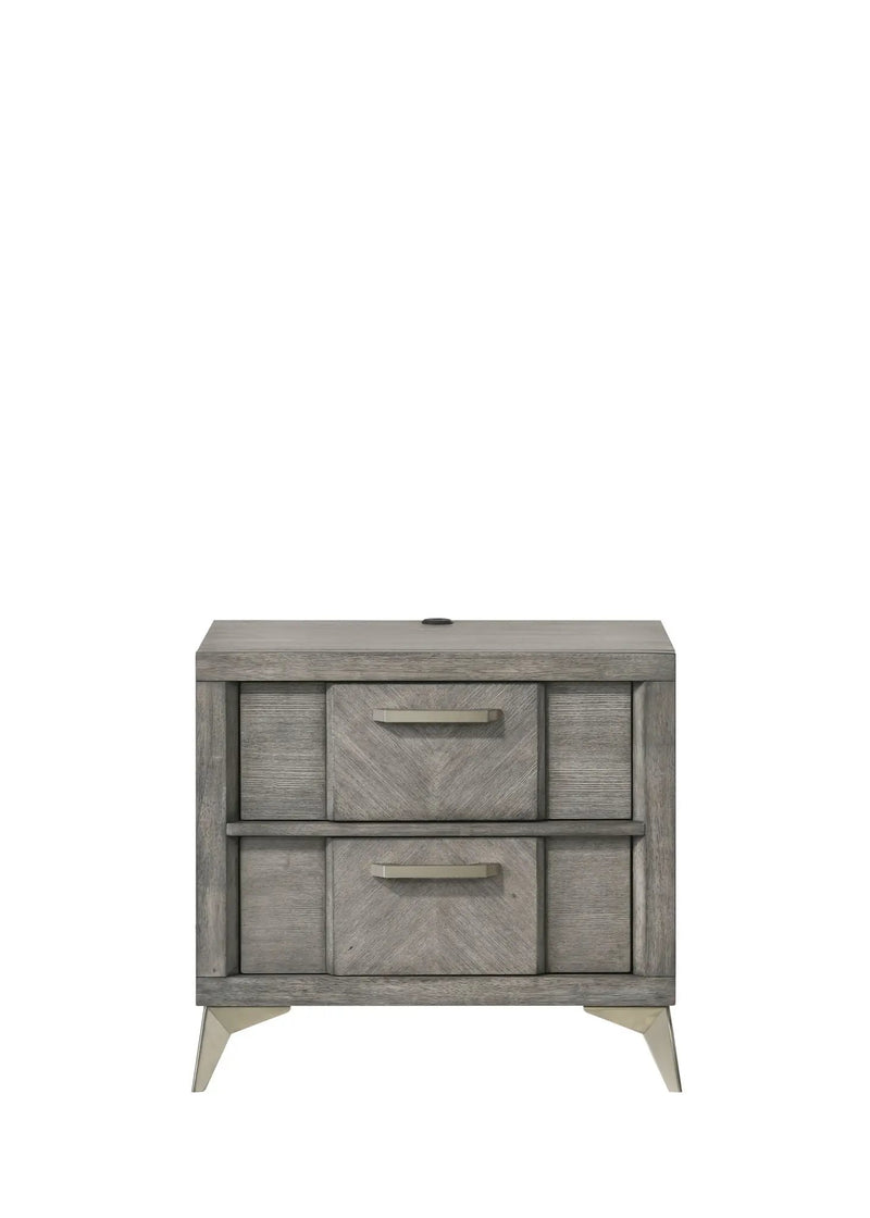 2 Drawer Night Bookmatched Veneers - Gray by Unique Piece Furniture