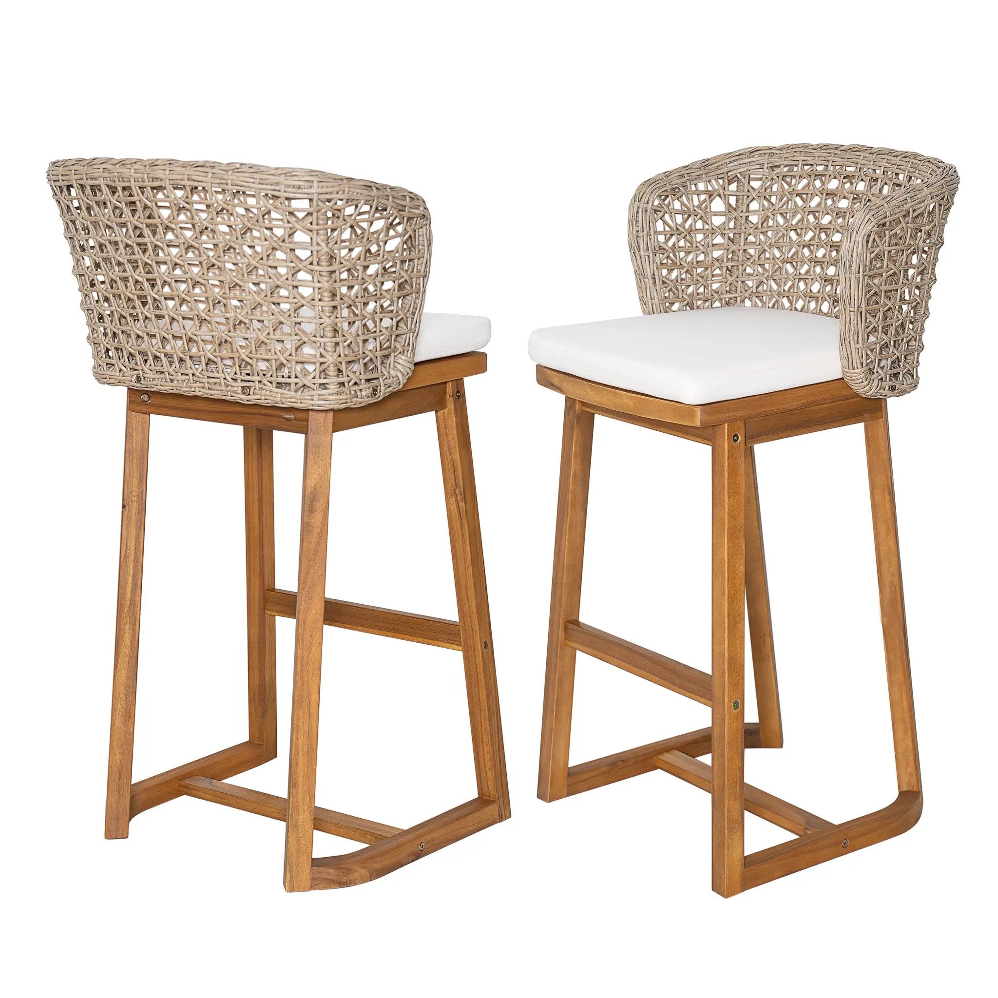 Outdoor Acacia Wood Bar Stools (Set of 2) by HouseOfZazla
