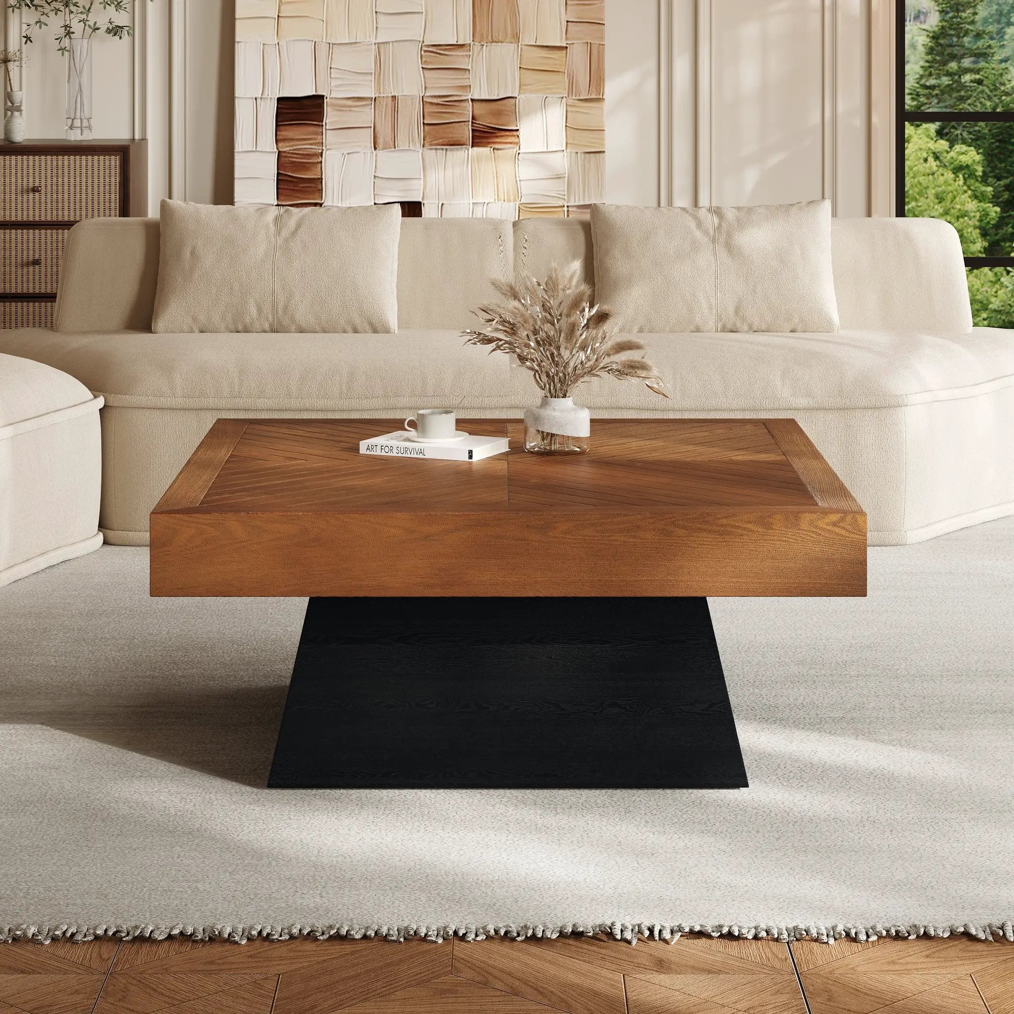 Modern Square Coffee Table for Living Room, 31.5 Inch by HouseOfZazla