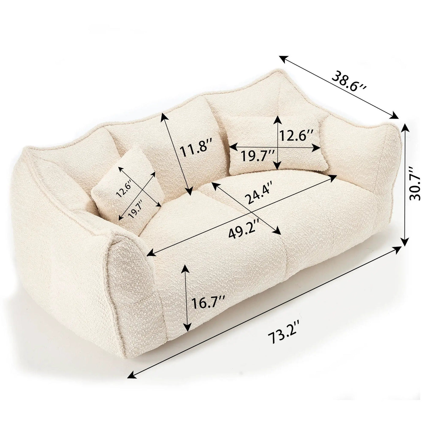 Comfortable Dual Beanbag Chair With High Resilience Foam Core For 2 People by Unique Piece Furniture