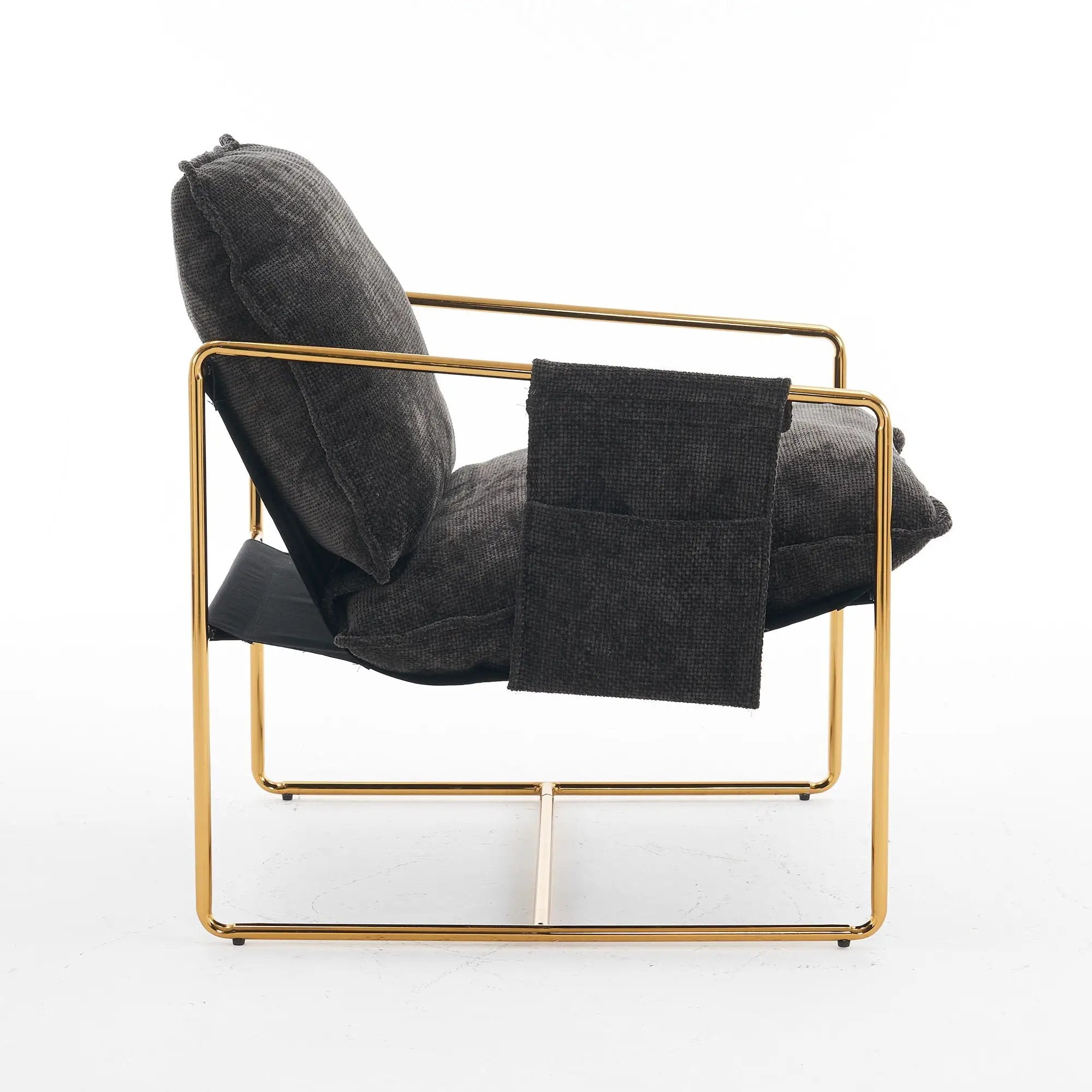 Upholstered Hanging Armchair With Arm Pocketsmetal Frame (Set of 2), Plated Craftsmanship, Crushed Foam Cushions And Skin-Friendly Woven Fabric For Living Room And Bedroom by HouseOfZazla