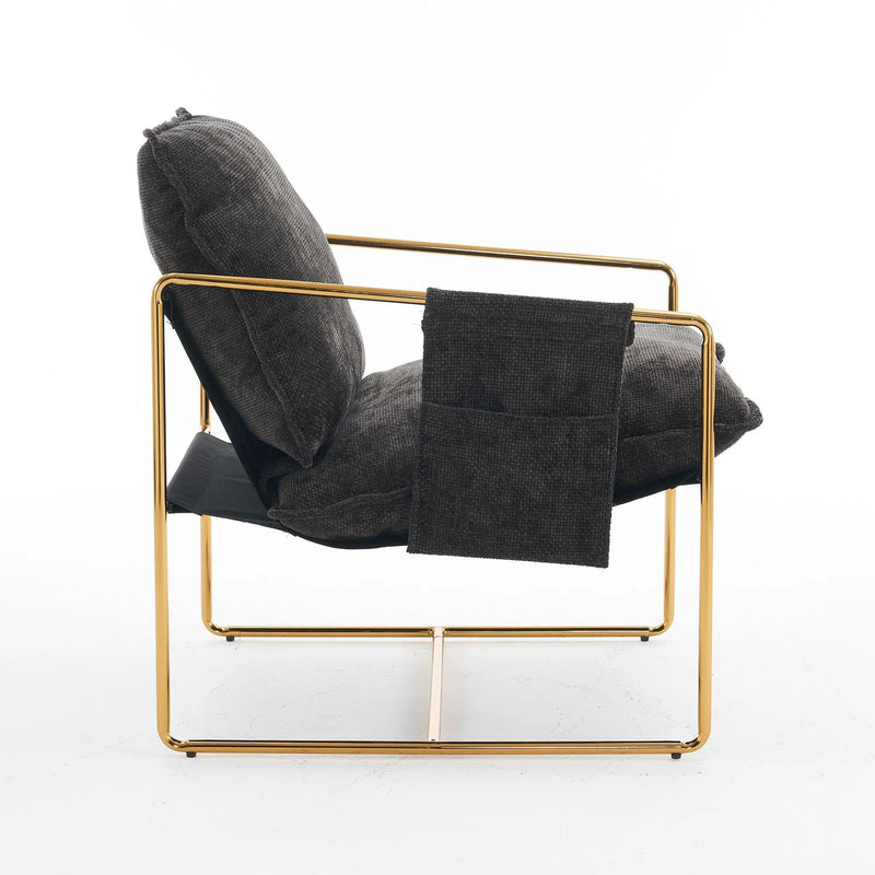Upholstered Hanging Armchair With Arm Pocketsmetal Frame (Set of 2), Plated Craftsmanship, Crushed Foam Cushions And Skin-Friendly Woven Fabric For Living Room And Bedroom by HouseOfZazla