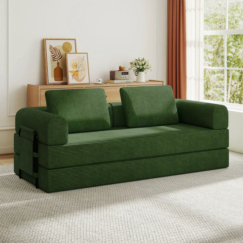 Convertible Sleeper Sofa Bed With Cylindrical Pillow by HouseOfZazla