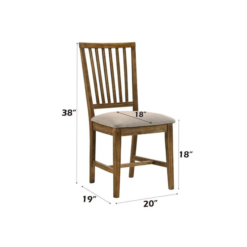 Wallace II - Side Chair (Set of 2) - Tan Linen & Weathered Oak by Unique Piece Furniture