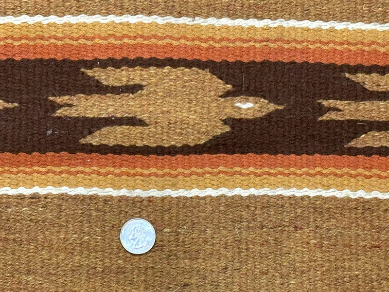 South American Rug Blanket 2.7 x 5.6, Wool, Handmade, Navajo Design, Orange Brown by Jewel Rugs