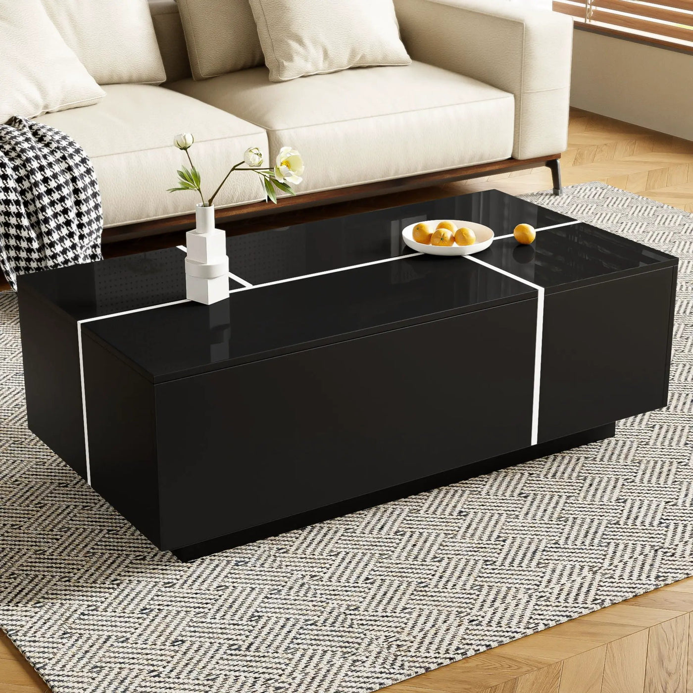 Extendable Coffee Table With 2 Hidden Storage Space And 2 Drawers For Living Room by HouseOfZazla