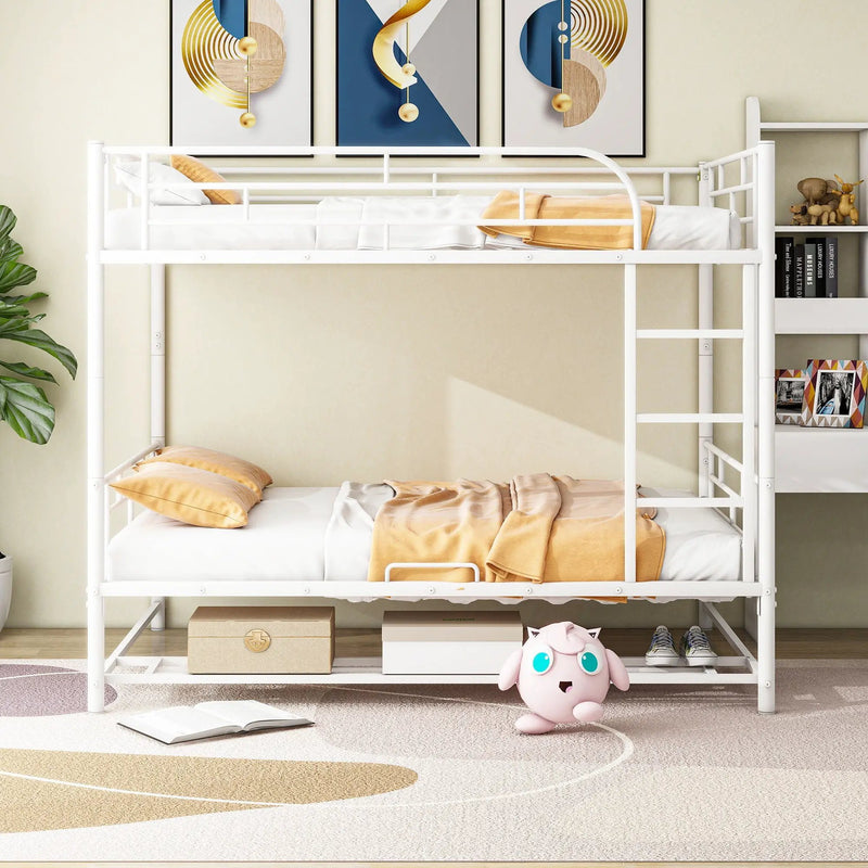 Metal Bunk Bed With Shelf And Guardrails by HouseOfZazla