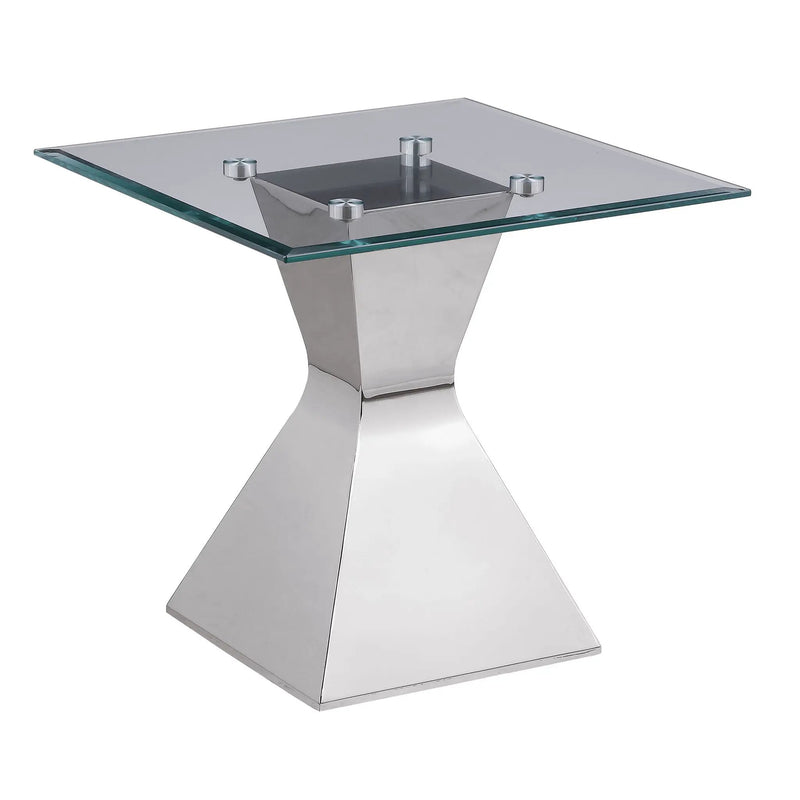 Jenny Glass Top Stainless Steel Side End Table Chrome by Unique Piece Furniture