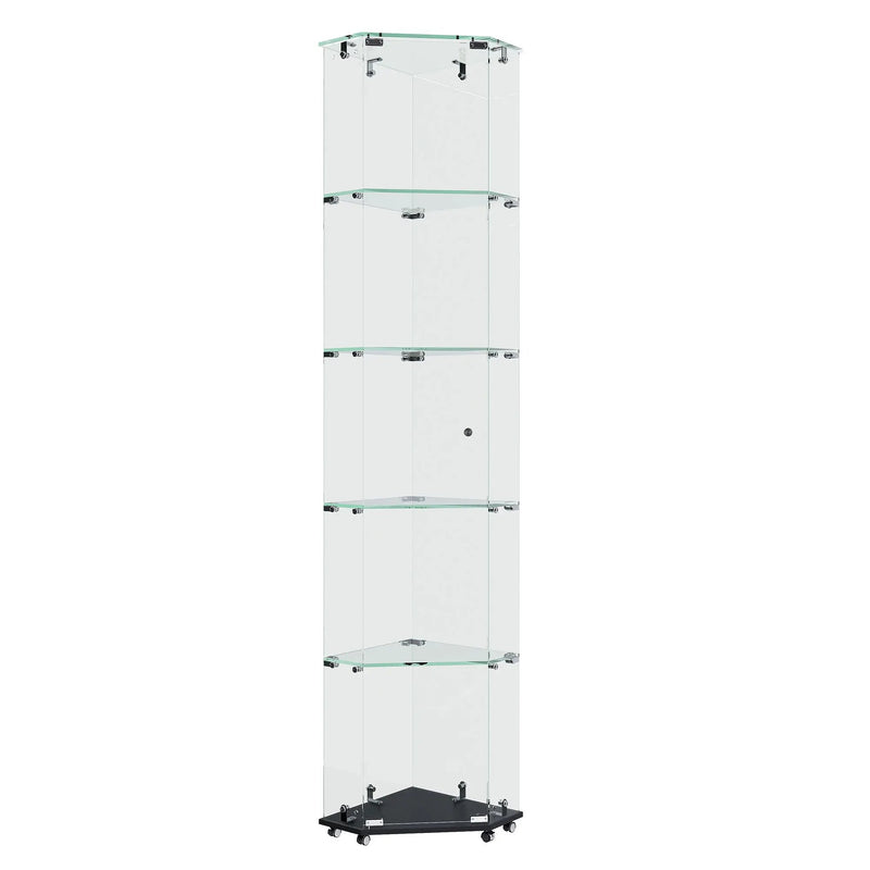 5 Tier Diamond Glass Display Case With 5 Dynamic LED Modes - Black by HouseOfZazla