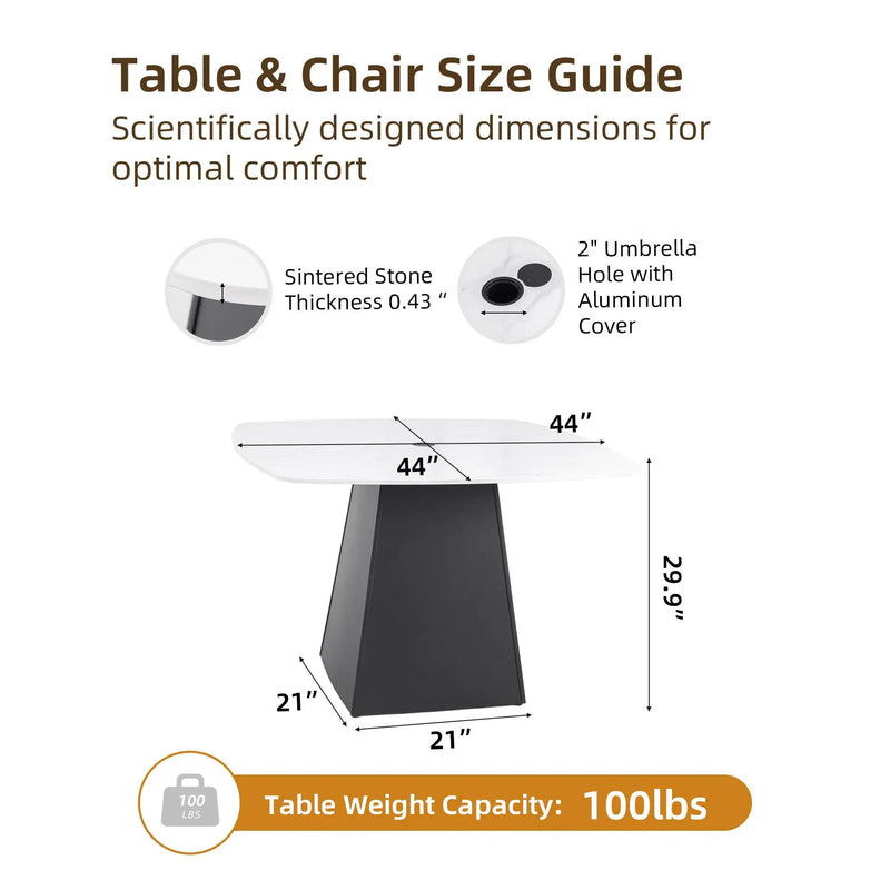 Rounded Square Outdoor Pedestal Dining Table by HouseOfZazla