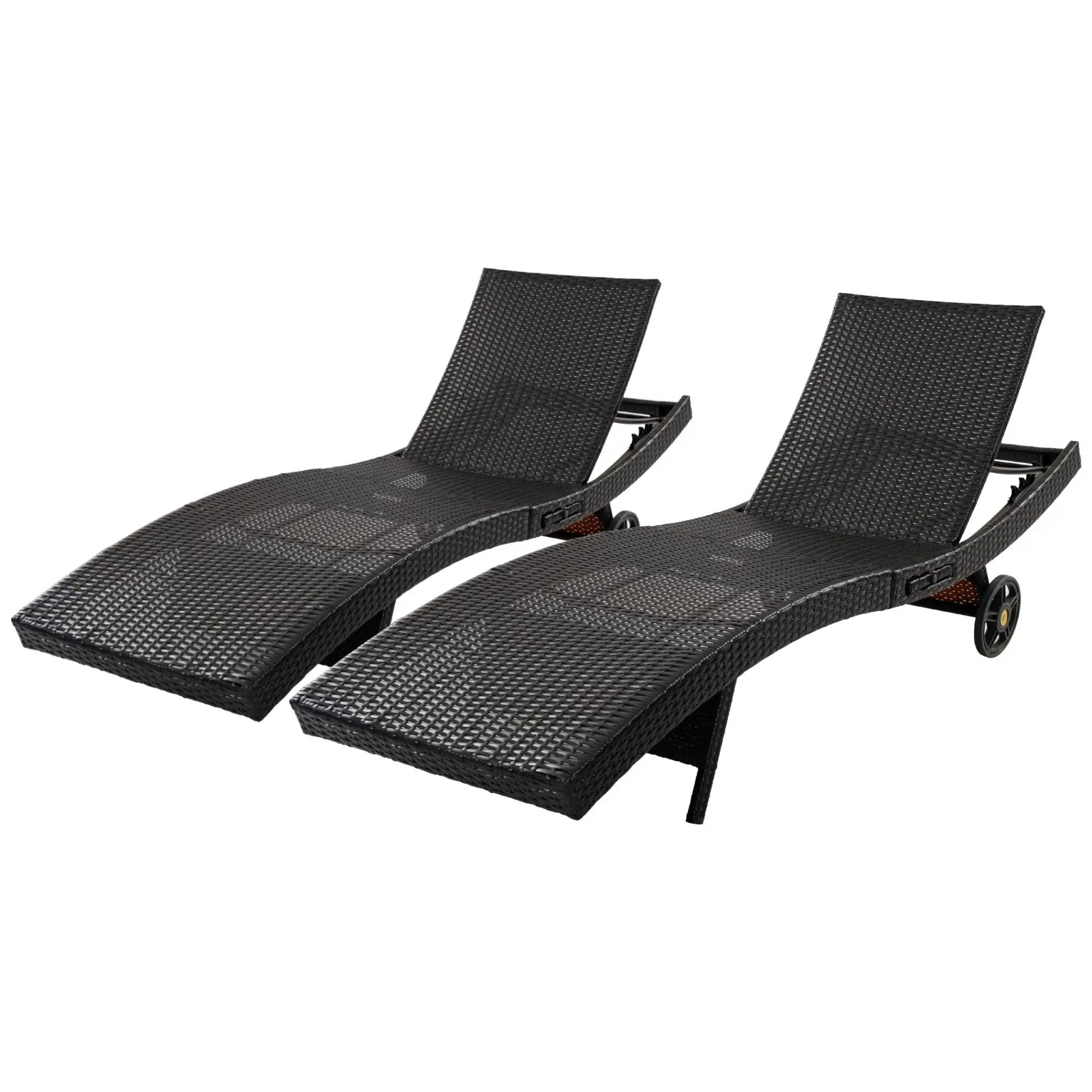 K&K 80'' Patio Wicker Chaise Lounge Chairs Set of 2 by HouseOfZazla