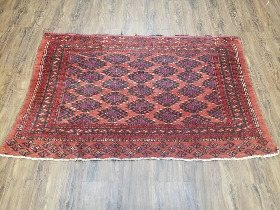 Antique Turkoman Rug 3'4" x 5', Collecticble Yamud Oriental Rug, Seat Pillow Cushion Cover, Tribal Mat, Wool Red Hand-Knotted Mafresh Carpet by Jewel Rugs