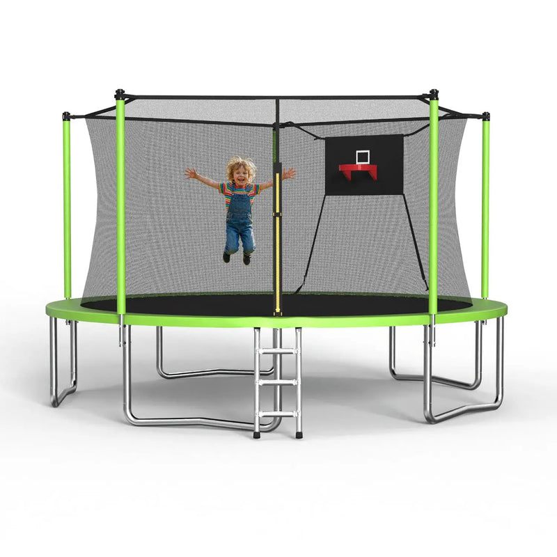 14FT Sports Fitness Trampoline with Enclosure Net by HouseOfZazla