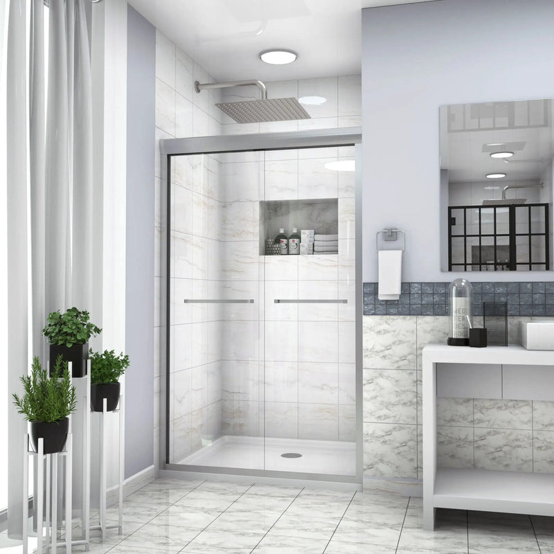 Modern Double Sliding Shower Enclosure, Tempered Glass by HouseOfZazla