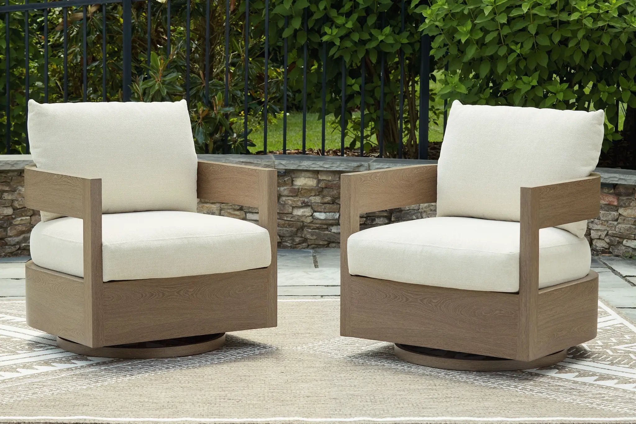 Serene Bay - Swivel Glider Chair With Cushion - Dark Brown / White by Unique Piece Furniture