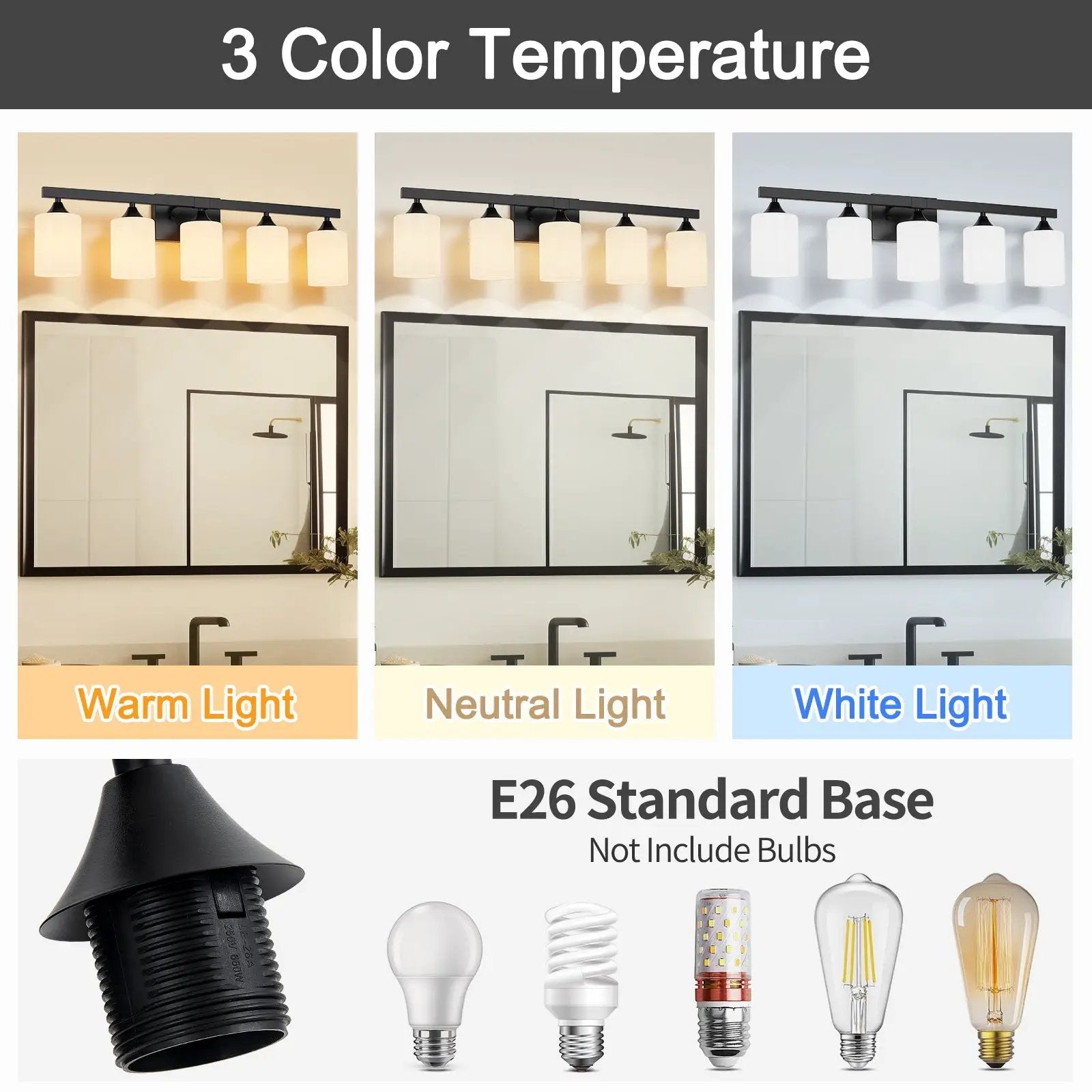 5-Light Matte Black Bathroom Lighting by HouseOfZazla