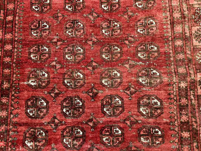 Antique Persian Turkoman Rug 5x6, Red by Jewel Rugs