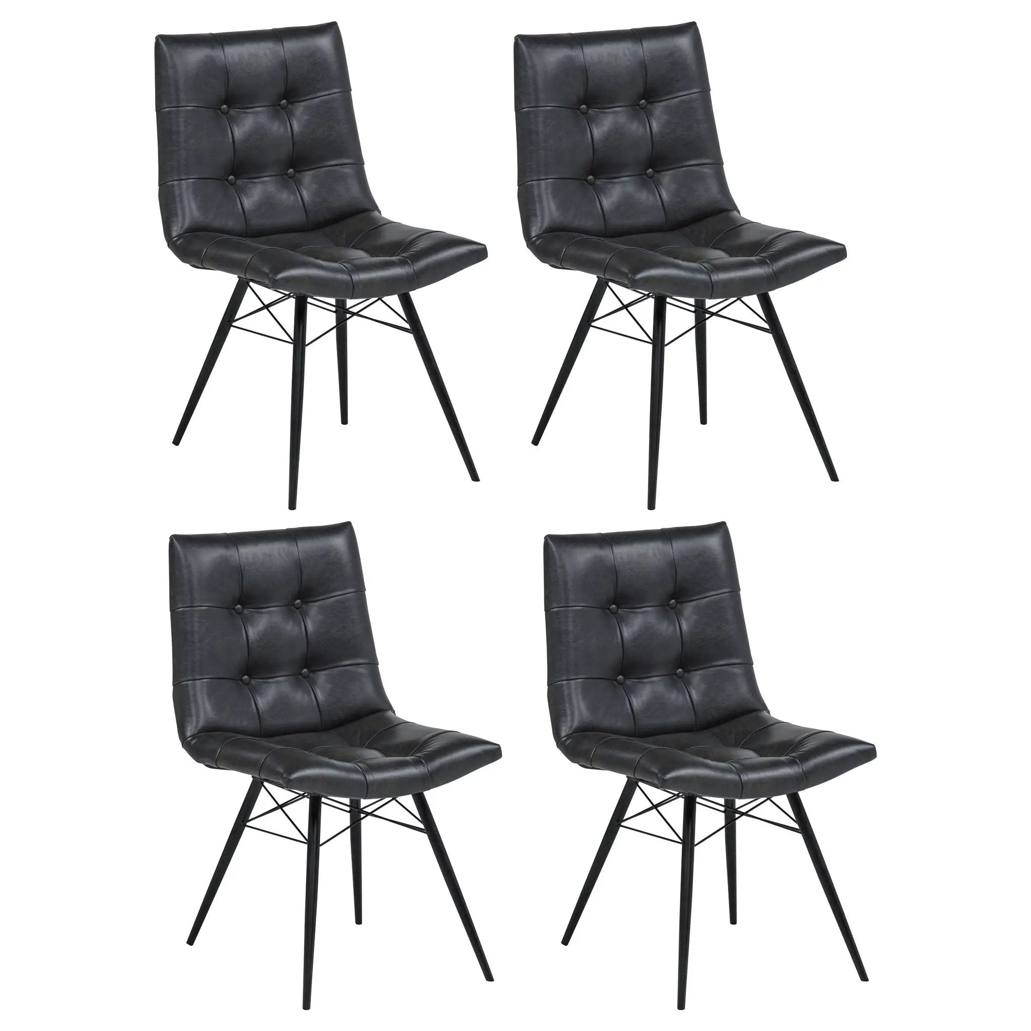 Aiken Faux Leather Upholstered Dining Side Chair Charcoal Grey (Set of 4) by Unique Piece Furniture