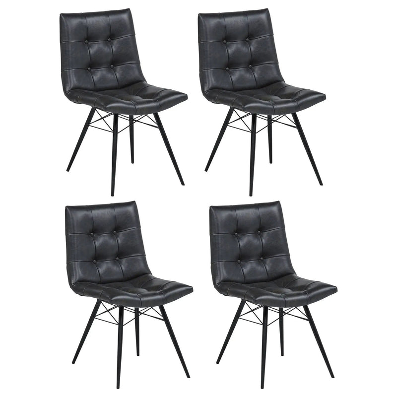 Aiken Faux Leather Upholstered Dining Side Chair Charcoal Grey (Set of 4) by Unique Piece Furniture