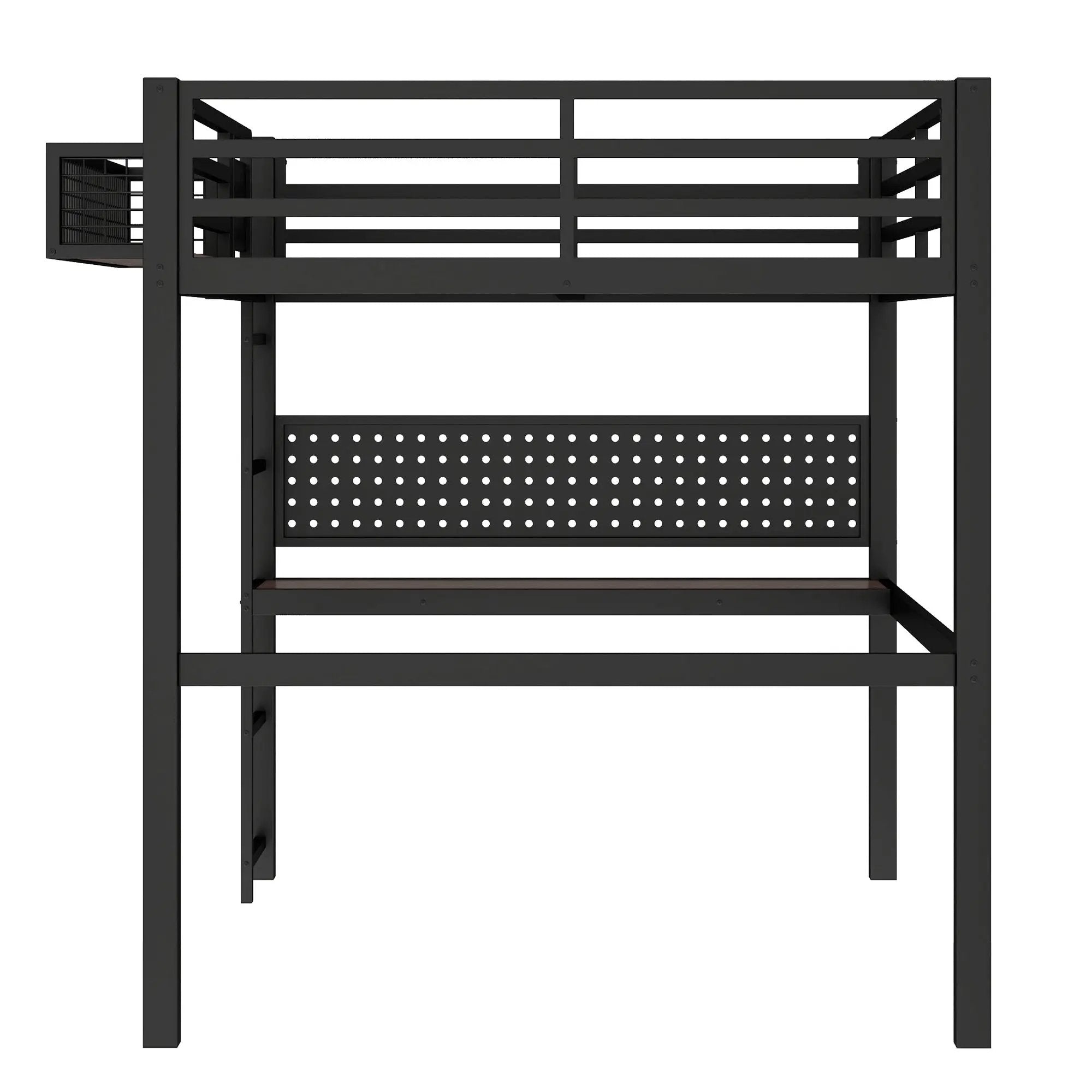 Full Size Loft Bed Frame with Desk and Charging Port by HouseOfZazla